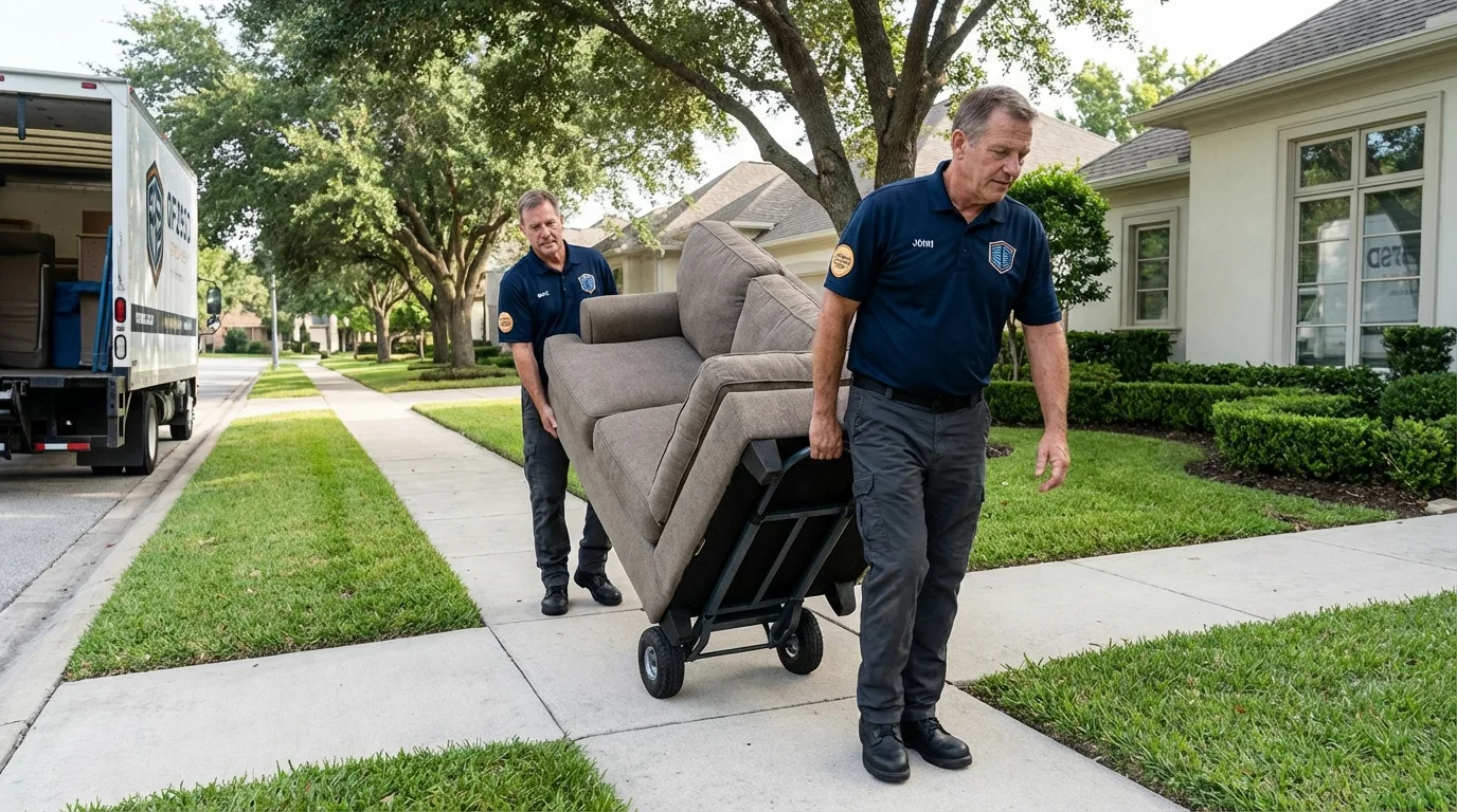 Local residential moving crew loading furniture in West Chatham, MA